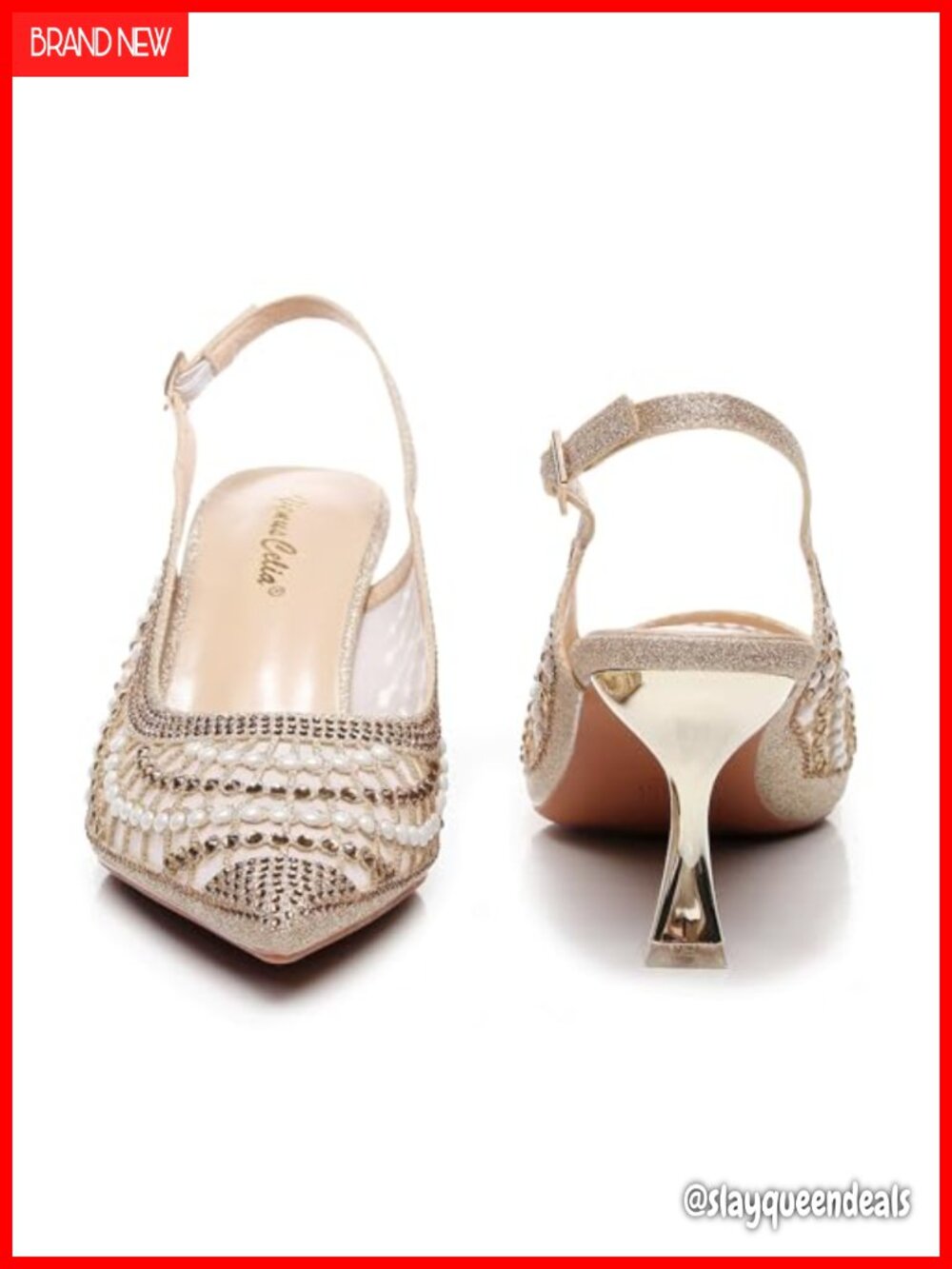 Women's Slingback Pump Heel with Metal Ornament - Picture 4 of 5